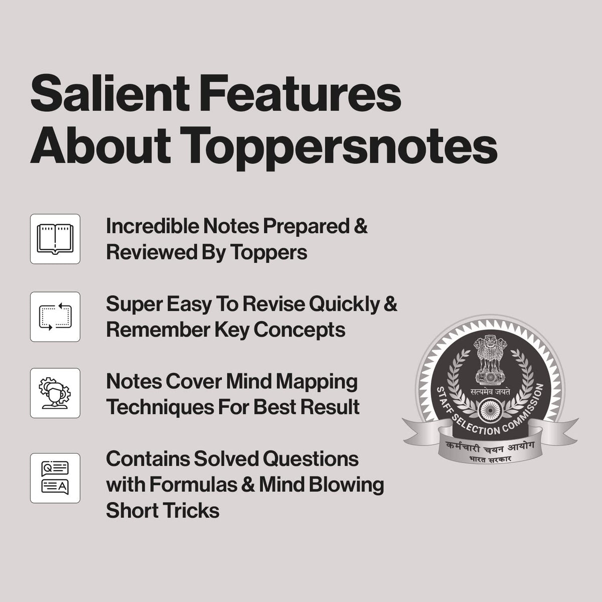 SSC CGL Exam Study Material Notes for Maths, English, General Studies & Reasoning Set of 5 Books in English, ToppersNotes Latest Edition