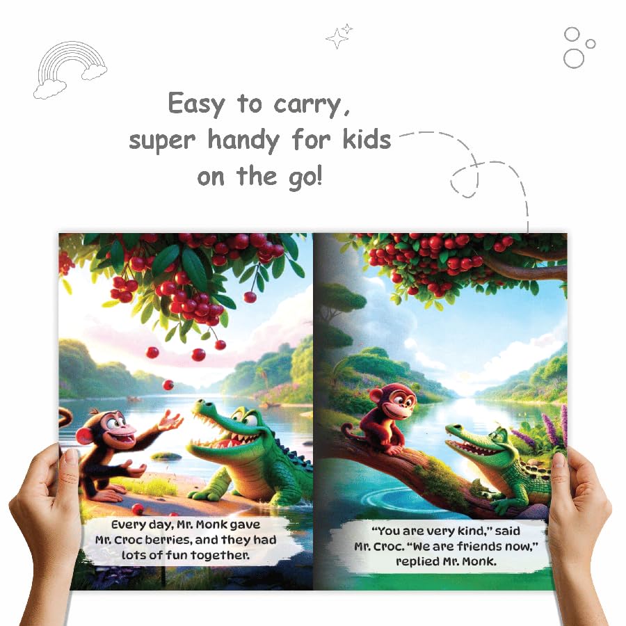 Set of 10 Moral Story Books for Kids, Short Illustrated Bedtime Stories with 3D Animated Images, Read-Aloud Story Books for 3-6 Years