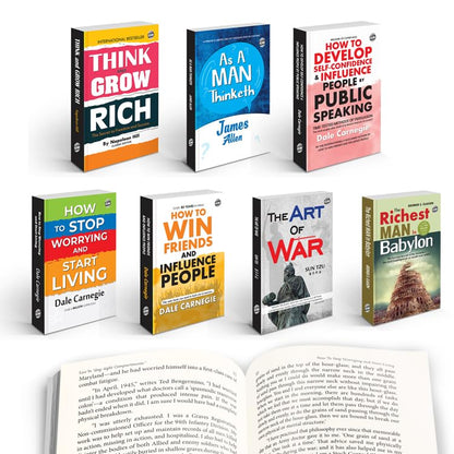 7 Powerful Books for Personal Growth & Financial Success : A Motivational Gift Set - Think & Grow Rich, The Art of War, How to Win Friends & More, Educational learning Book