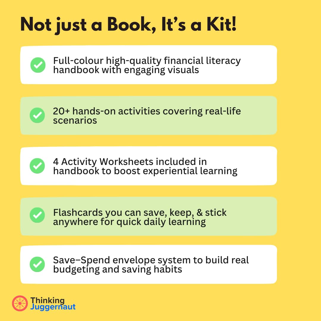 Personal Finance Handbook for Kids Ages 10–14 | Finance Books for Kids with Hands-On Activities and Worksheets | Flashcards, Save Spend Envelopes ... for Kids | Designed by IIT & NIT Alumni