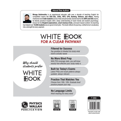 PW White Book of English Vocabulary June 2025 Edition By Bhragu Sir For SSC CGL, CHSL, MTS, CPO, GD, Banking, Defence, Teaching & Other Competitive Exams (Bilingual) [Paperback] Bhragu Kulshrestha