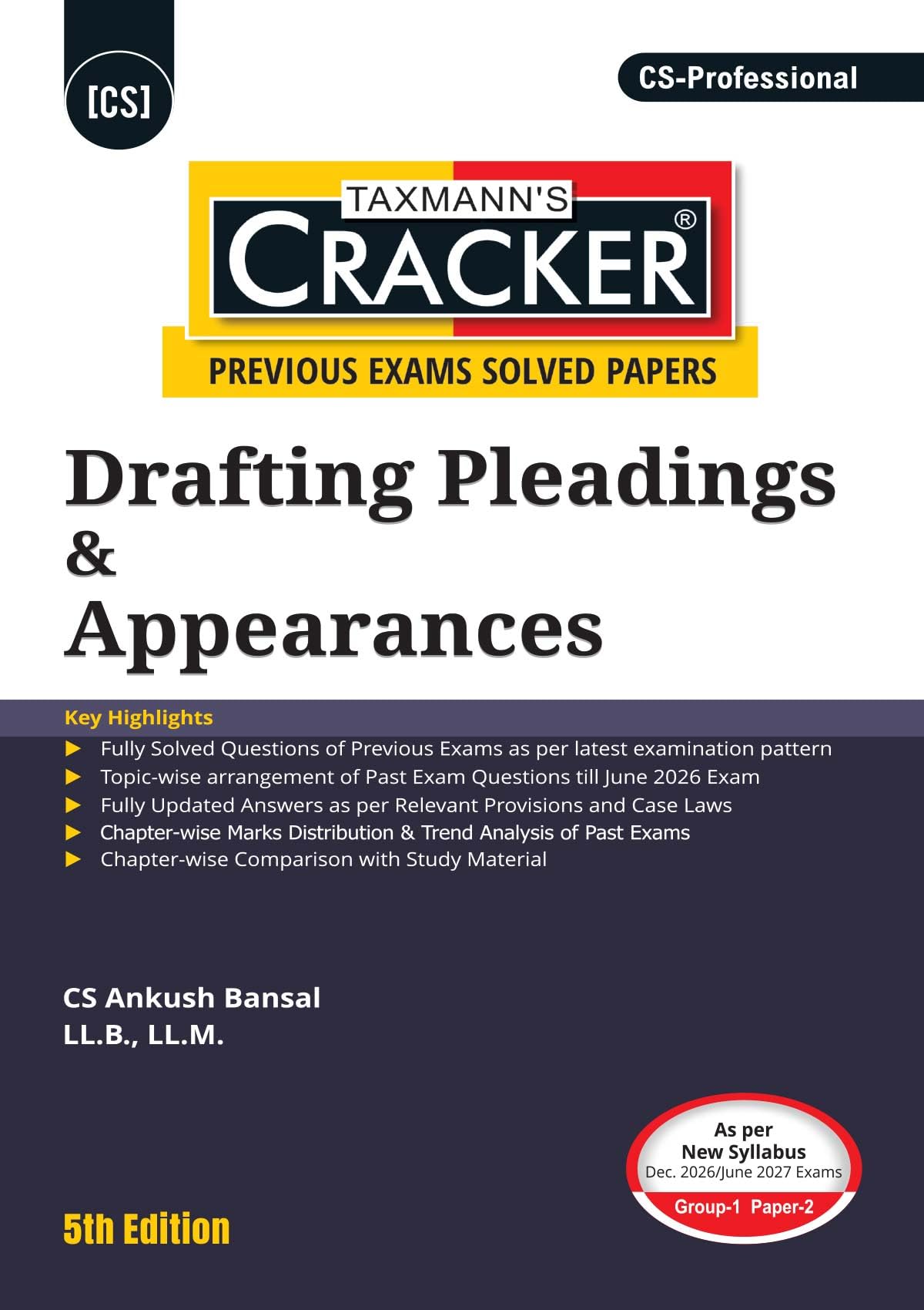 Taxmann's CRACKER COMBO for CS Professional | Dec. 2026/June 2027 Exams | Group 1 – Papers 1 to 3 | CRACKER Series | ESG, Drafting/DPA, and CMADD/Due Diligence | June 2026 Editions | Set of 3 Books