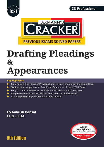 Taxmann's CRACKER COMBO for CS Professional | Dec. 2026/June 2027 Exams | Group 1 – Papers 1 to 3 | CRACKER Series | ESG, Drafting/DPA, and CMADD/Due Diligence | June 2026 Editions | Set of 3 Books