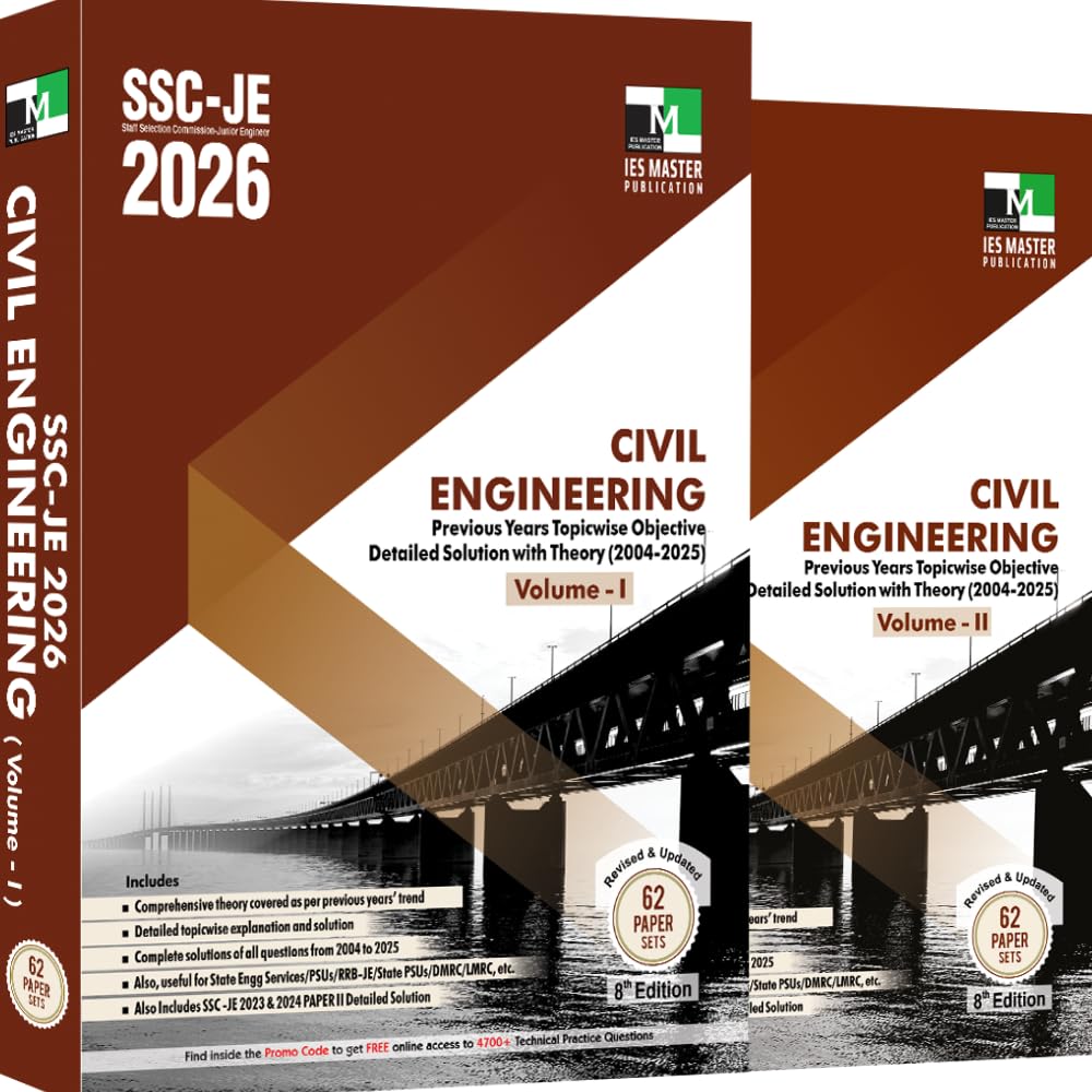 SSC JE CIVIL ENGINEERING PREVIOUS YEARS TOPICWISE OBJECTIVE DETAILED SOLUTION WITH THEORY | 2026-2027 Latest Edition | PYQs