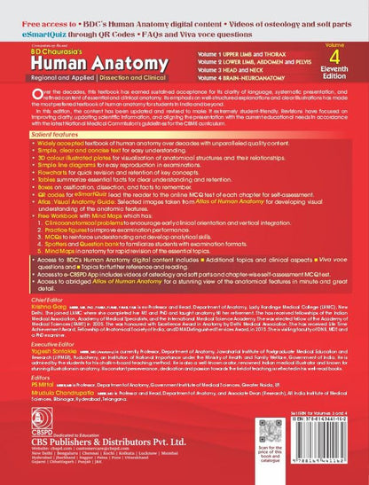 B D Chaurasia's Human Anatomy, Vols. 3 & 4 Set, 11th Edition | Regional and Applied Dissection and Clinical Anatomy: Head and Neck (Vol. 3) & Brain ... 4) with Free Workbook and Mind Maps (PB 2027)
