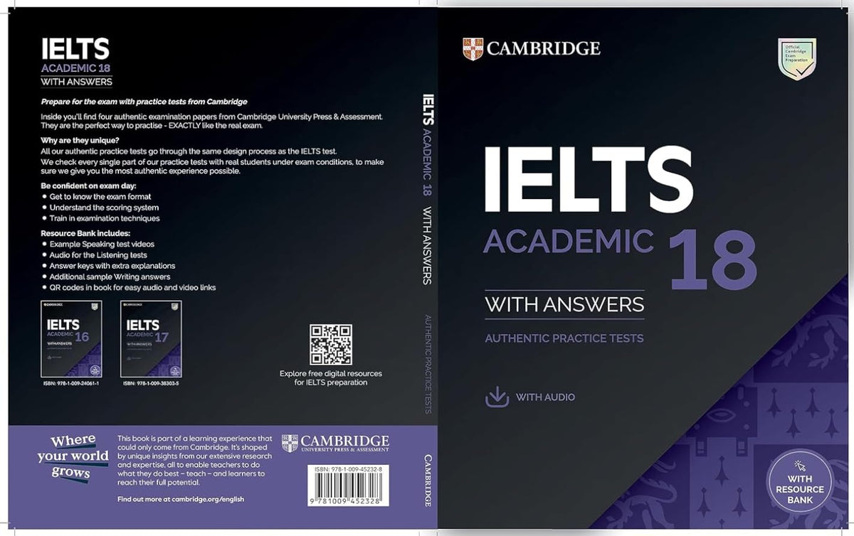IELTS Academic 18 with Answers, Authentic Practice Tests with Audio, with Resource Bank
