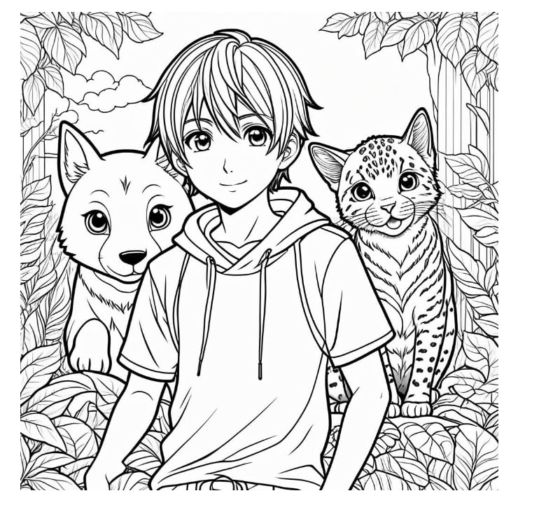 Cute Anime Coloring Book, Mind Relaxing