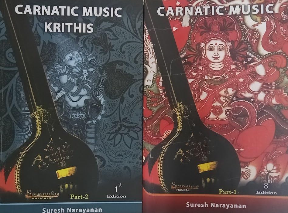 [ Combo 2 Books ] English Carnatic Music ( Vol 1 & 2 ) ( Carnatic Music ) + ( Carnatic Music Krithis ) Part 1 & 2 , ( Suvarnaraagam, ISBN 9788190277709 ),AZNC
