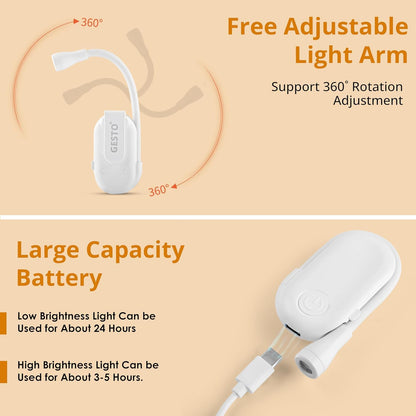 Clip-On LED Book Reading Lamp – 3 Modes, Eye-Caring, Portable (White)