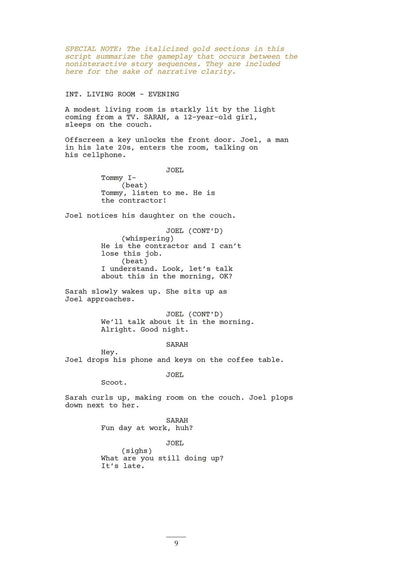 The Last of Us: Part I and Part II Scripts