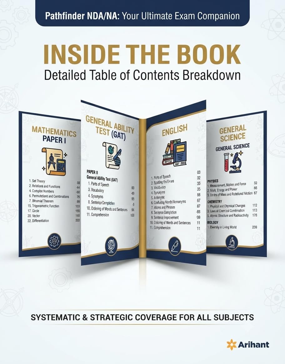 Arihant Pathfinder NDA/NA Entrance Exam Book 2026 | National Defence & Naval Academy | 8000+ MCQs, PYQs & Complete Study Notes | Latest Edition for NDA Written Exam Preparation | English Medium