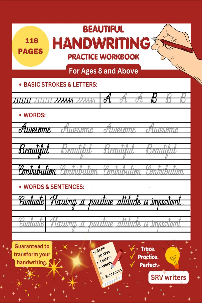 Beautiful Handwriting Practice Workbook: Trace and Practice Handwriting for Ages 8 and Above