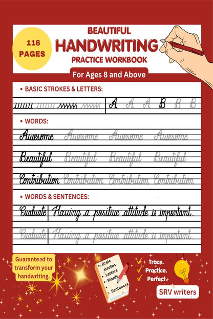 Beautiful Handwriting Practice Workbook: Trace and Practice Handwriting for Ages 8 and Above