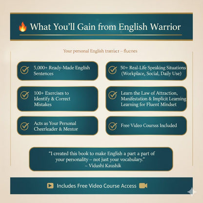 English Warrior – 90-Day English Speaking Course | Master Fluent English in Just 90 Days | Practical Spoken English Book with Free Video Course | By Vidushi Kaushik, Ocean English Academy