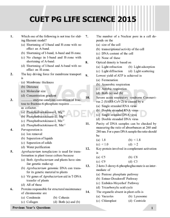 VEDPREP CUET-PG Life Science Solved Papers 2015–2026| Previous Year Questions with Detailed Solutions | COMMON UNIVERSITY ENTRANCE TEST | As Per Latest CUET-PG Syllabus | Second Edition 2026 |