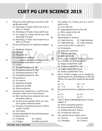 VEDPREP CUET-PG Life Science Solved Papers 2015–2026| Previous Year Questions with Detailed Solutions | COMMON UNIVERSITY ENTRANCE TEST | As Per Latest CUET-PG Syllabus | Second Edition 2026 |