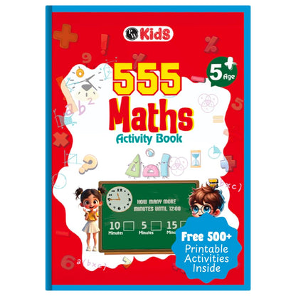 555 Maths Activity Book for Kids Ages 5-10 Years, Fun Math Puzzles, Shapes, Numbers, Brain Games & Practice Sheets, Educational Learning Workbook
