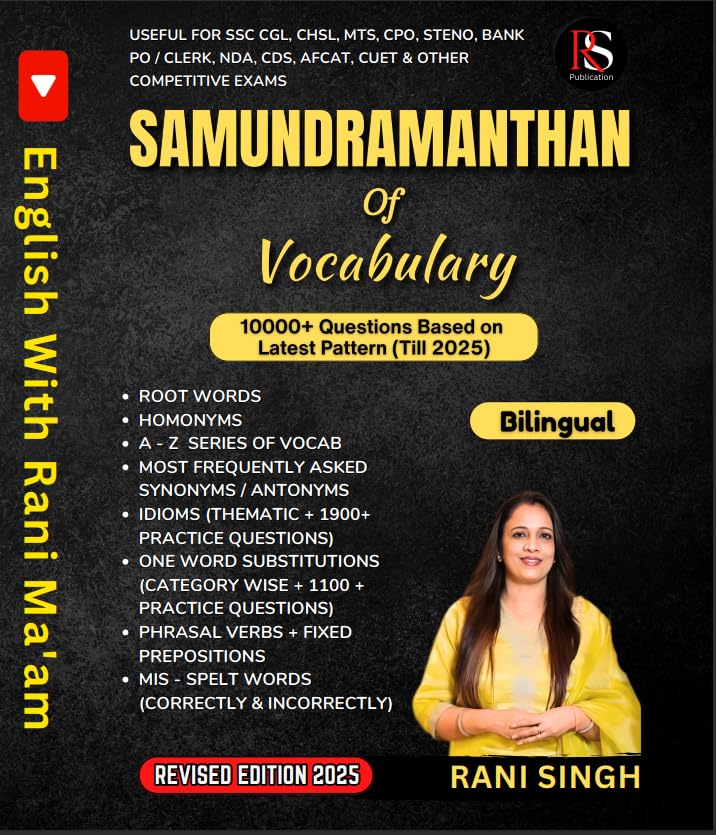 Samundramanthan Vocabulary Book, Bilingual, 10000+ Questions Till 2025, SSC CGL CHSL Bank PO & other Competitive Exams | Latest Edition 2025 | Rani Singh