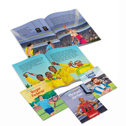 Story Books for Kids - Sportspersons (Set of 5 Books) (Illustrated) - International Sportsmen - Messi, Roger Federer, Serena Williams, Michael Jordan, Usain Bolt - Biographies for Children - Age 6+
