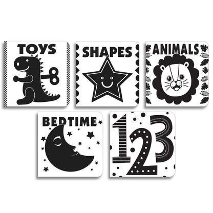 Baby’s First High-Contrast Books – Box Set of 5: Black and White Board Books for Newborns | Includes 123, Toys, Animals, Shapes & Bedtime | Visual Stimulation for Infant Brain Development | Ages 0–12 Months