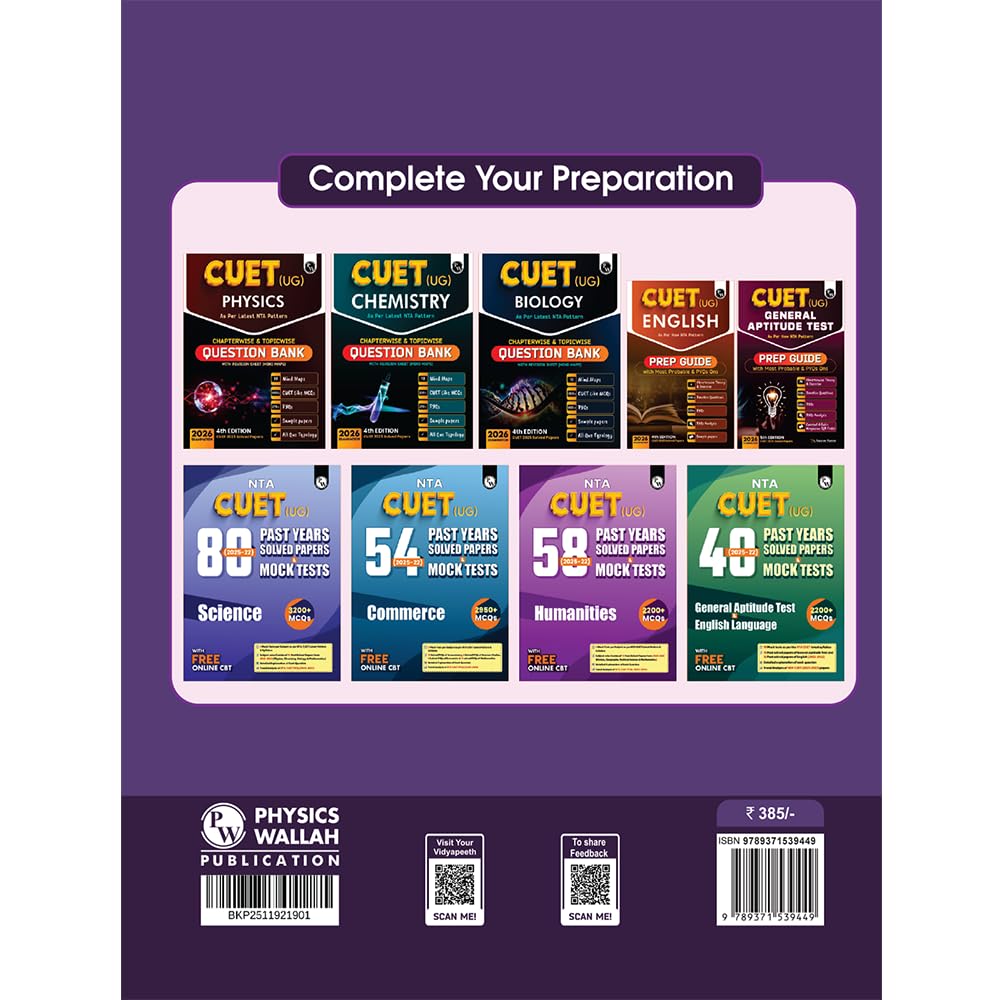PW CUET UG Entrance Exam Books 2026 – Mathematics | Chapterwise & Topicwise MCQs Question Bank | Theory + Exercises | PYQ (2025–2022) | Mock Tests | Based on Latest NTA Pattern