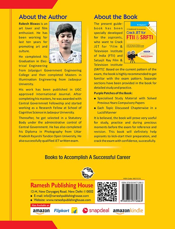 A Guidebook to Crack JET for Film & Television Institute of India (FTII) and Satyajit Ray Film & Television Institute (SRFTI)