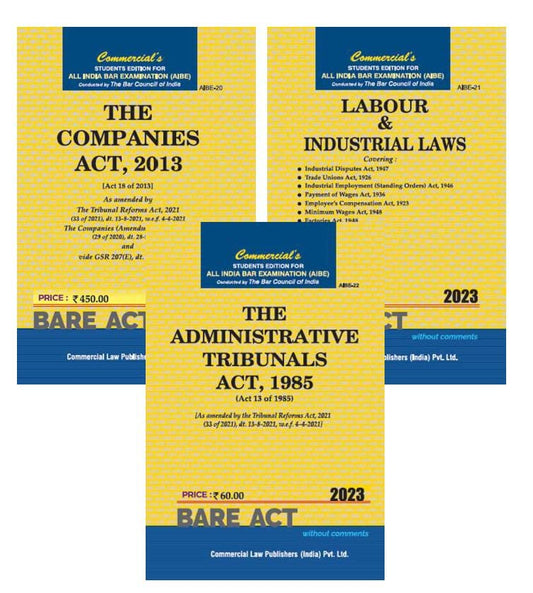 AIBE Bare Acts Combo without Notes 2023 EDITION-as per Bar Council of India Guidelines set of 3 Bare Acts covering 9 Acts COMPLETE SYLLABUS - LATEST 2023 EDITION Paperback 