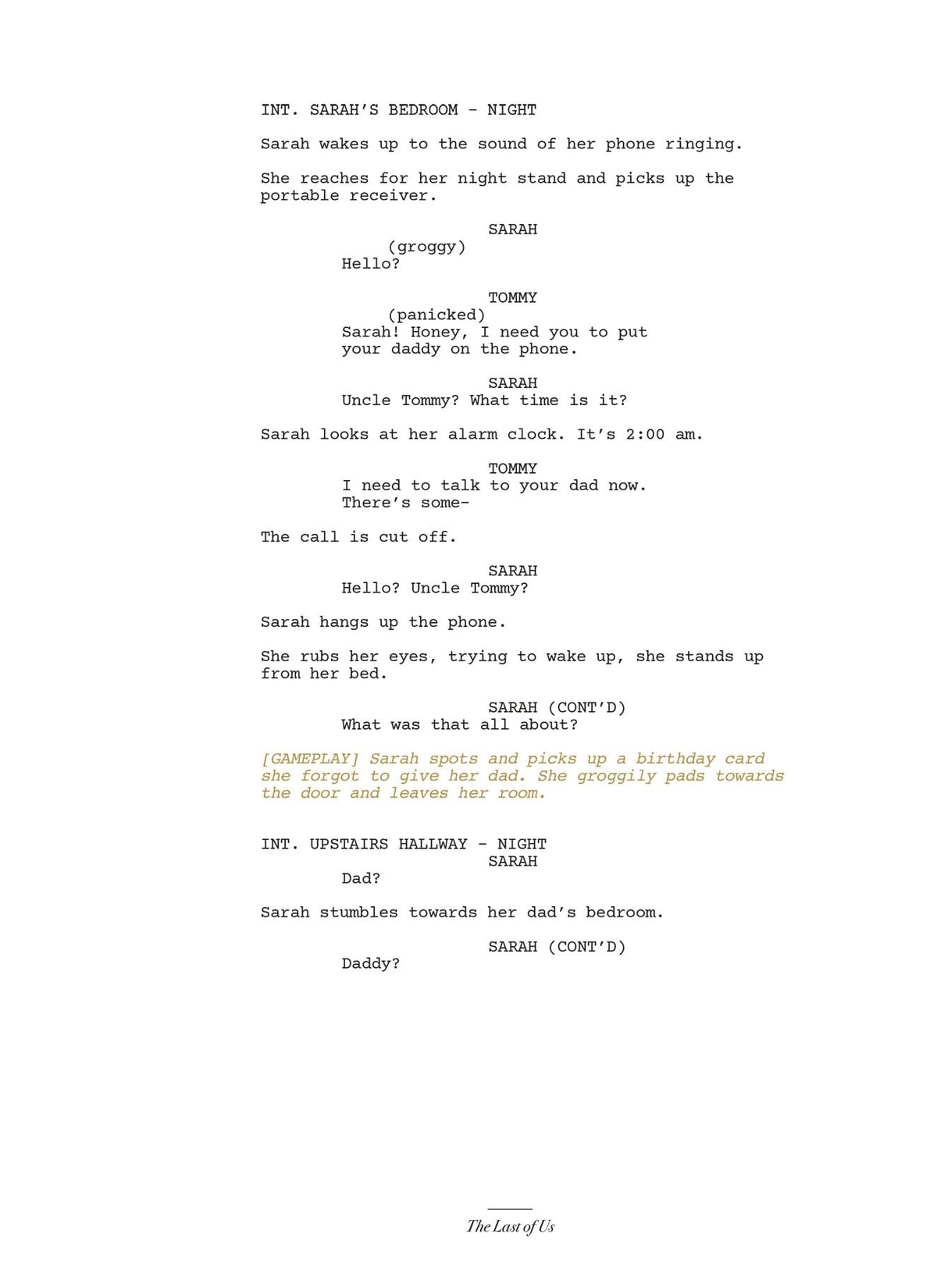 The Last of Us: Part I and Part II Scripts