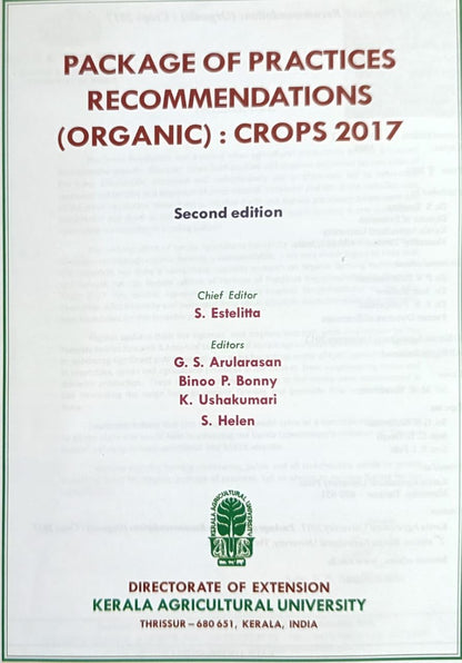 Package of Practices Recommendations (organic):Crops 2017