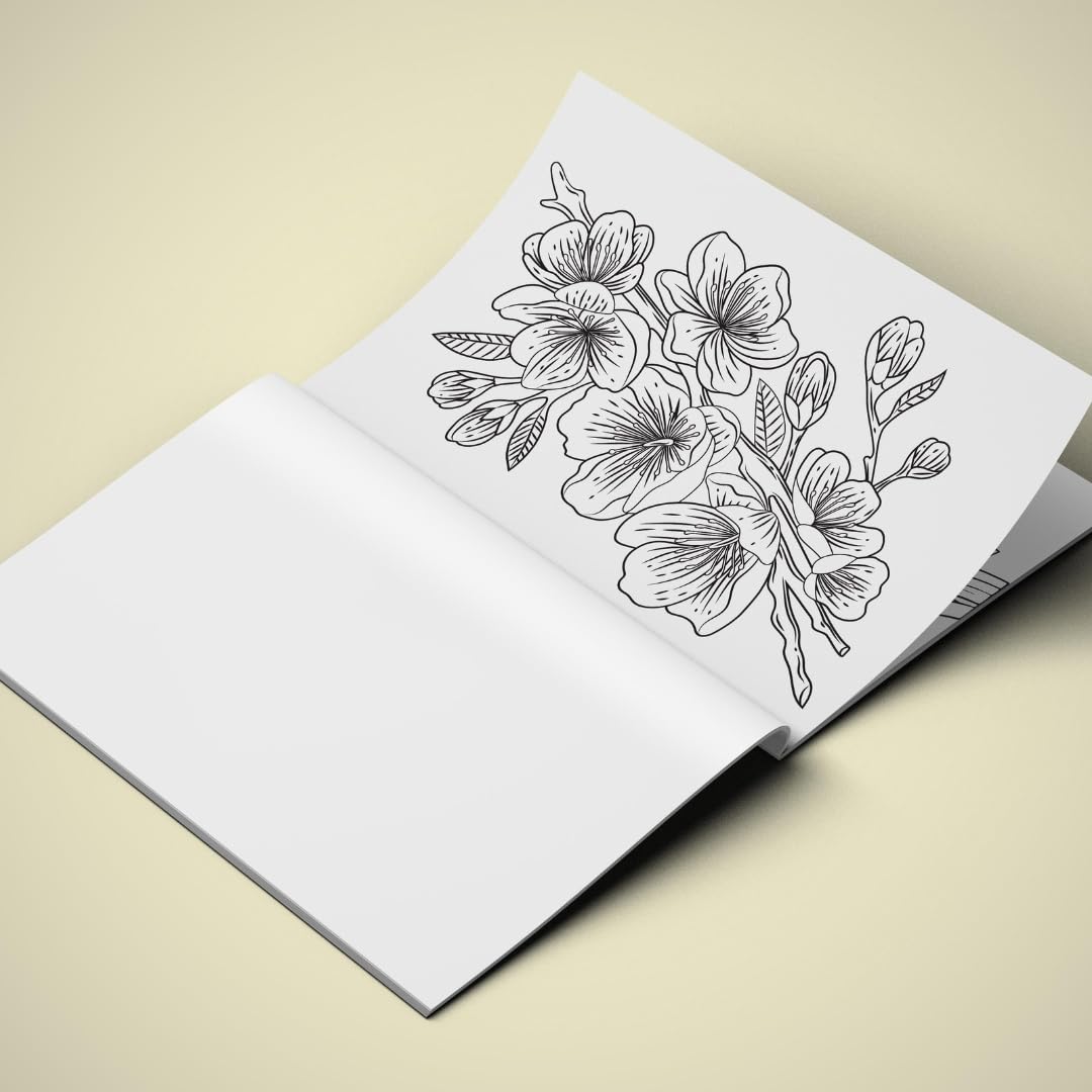 Adult Colouring Book - Flowers for Inner Calm - Colouring Activity Books for Adults - Creative Colouring Book to Reduce Stress