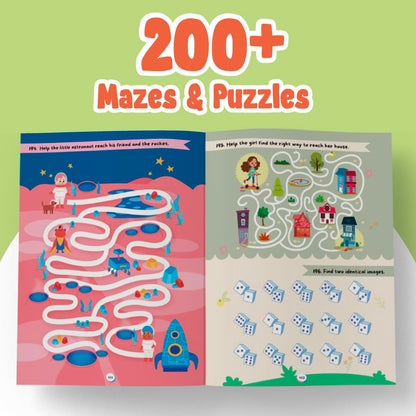 200+ Mazes & Puzzle Activity Book for Kids Ages 3-7, Fun and Challenging Picture Puzzles with 500+ Free Printable Worksheets & Parenting Tips