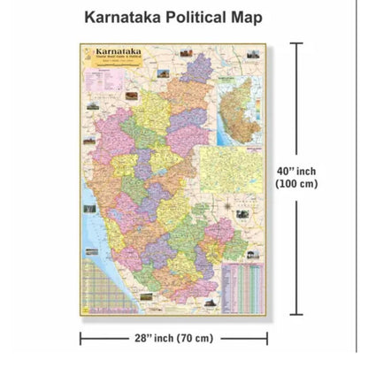 Karnataka State Maps Size : 100x70 cm (40"x28" inch) With Important Fact and Figure. Ideal Map for UPSC, PCS, SSC, RAILAWAY'S, State Exams and Other Competitive Exams. Updated Map.