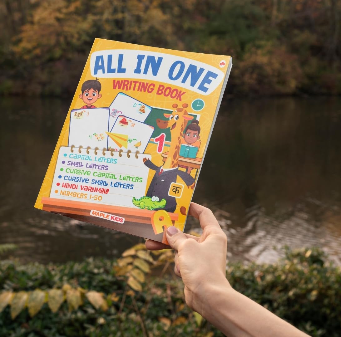 All in One - Writing Practice Fun - Write and Practice Capital Letters, Small Letters, Cursive Writing, Hindi Varnamala and Numbers - Book for Kids 2+ Years Old