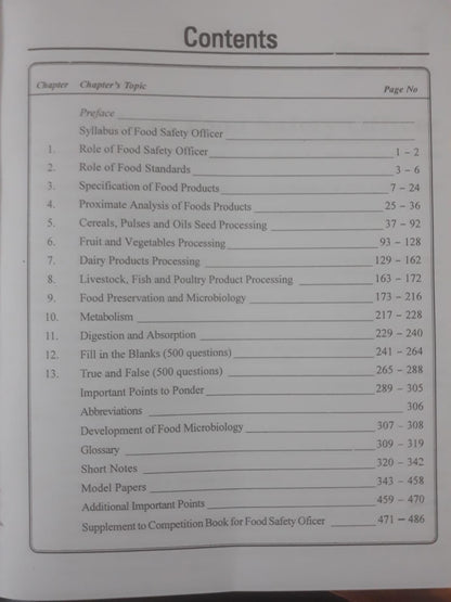 A Competition Book for FOOD SAFETY OFFICER - Main Subject: An Objective Approach - 2025