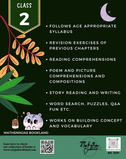 Class 2 English Grammar and Composition Book 2026 CBSE ICSE full syllabus with reading comprehensions Worksheets by Mathsninjas Bookland
