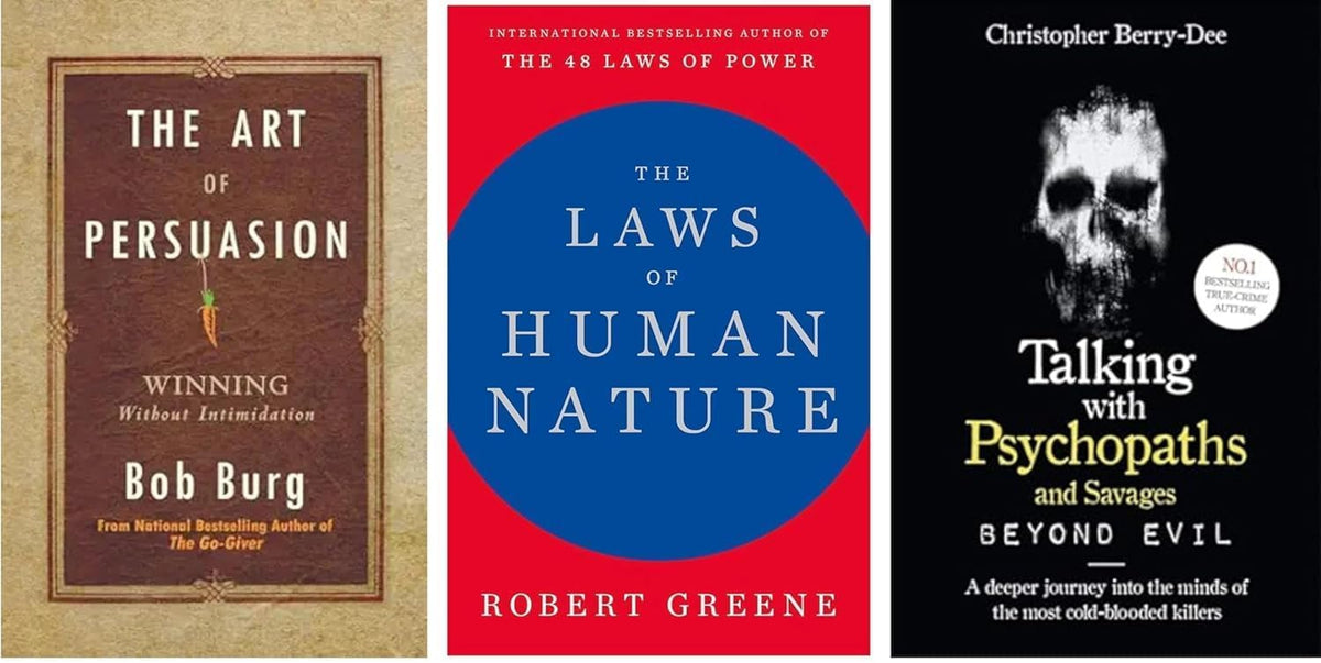 The Laws Of Human Nature + The Art Of Persuasion +Talking With Psychopaths And Savages Psychology & Influence Books Collection
