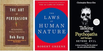 The Laws Of Human Nature + The Art Of Persuasion +Talking With Psychopaths And Savages Psychology & Influence Books Collection