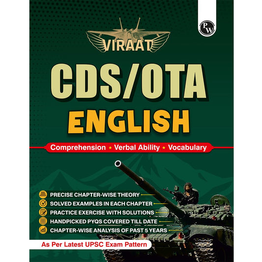 PW Viraat CDS OTA Book 2026 English | PYQ (2026-21) | Latest 2026 Solved Paper | Chapterwise Theory, Solved Examples, Practice Exercises & Past Year Questions
