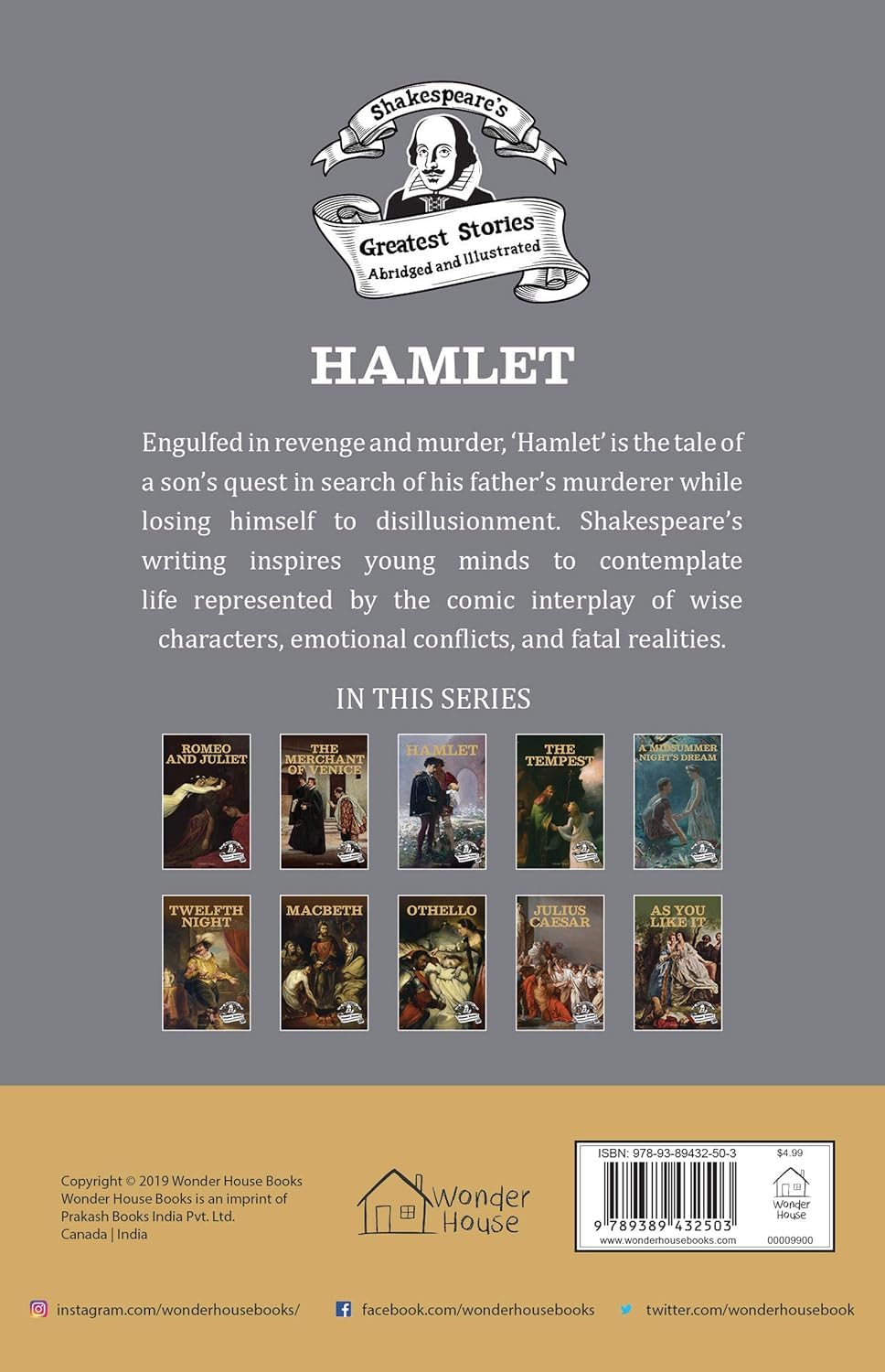 Hamlet : Shakespeare’s Greatest Stories For Children (Abridged and Illustrated) With Review Questions And An Introduction To The Themes In The Story