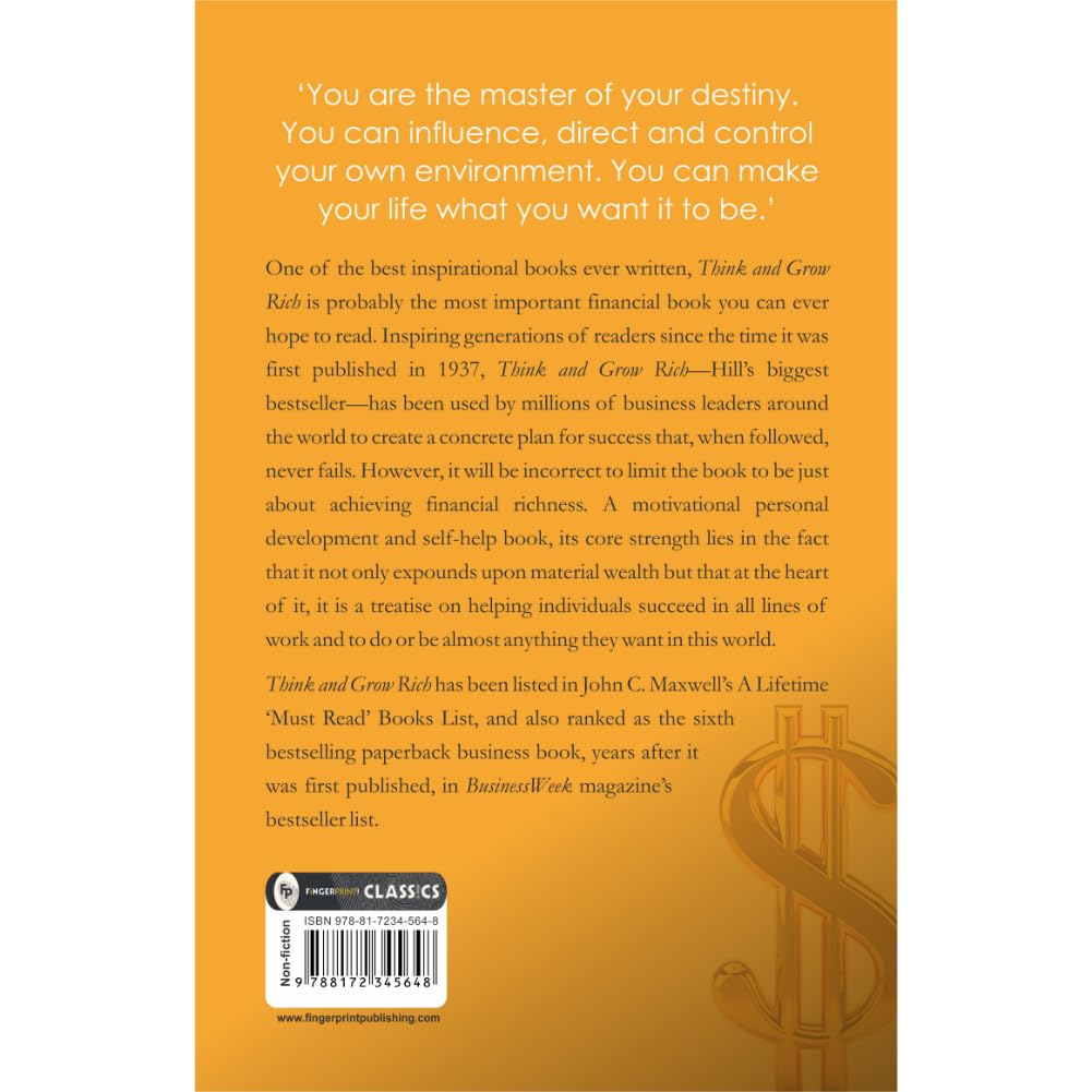 Think and Grow Rich by Napoleon Hill - Self-help Classic | Goal Achievement Strategies and Success Philosophy | Personal Development Book for Financial Success | Wealth Creation Strategies | Prosperity Principles | Original Premium Paperback Edition