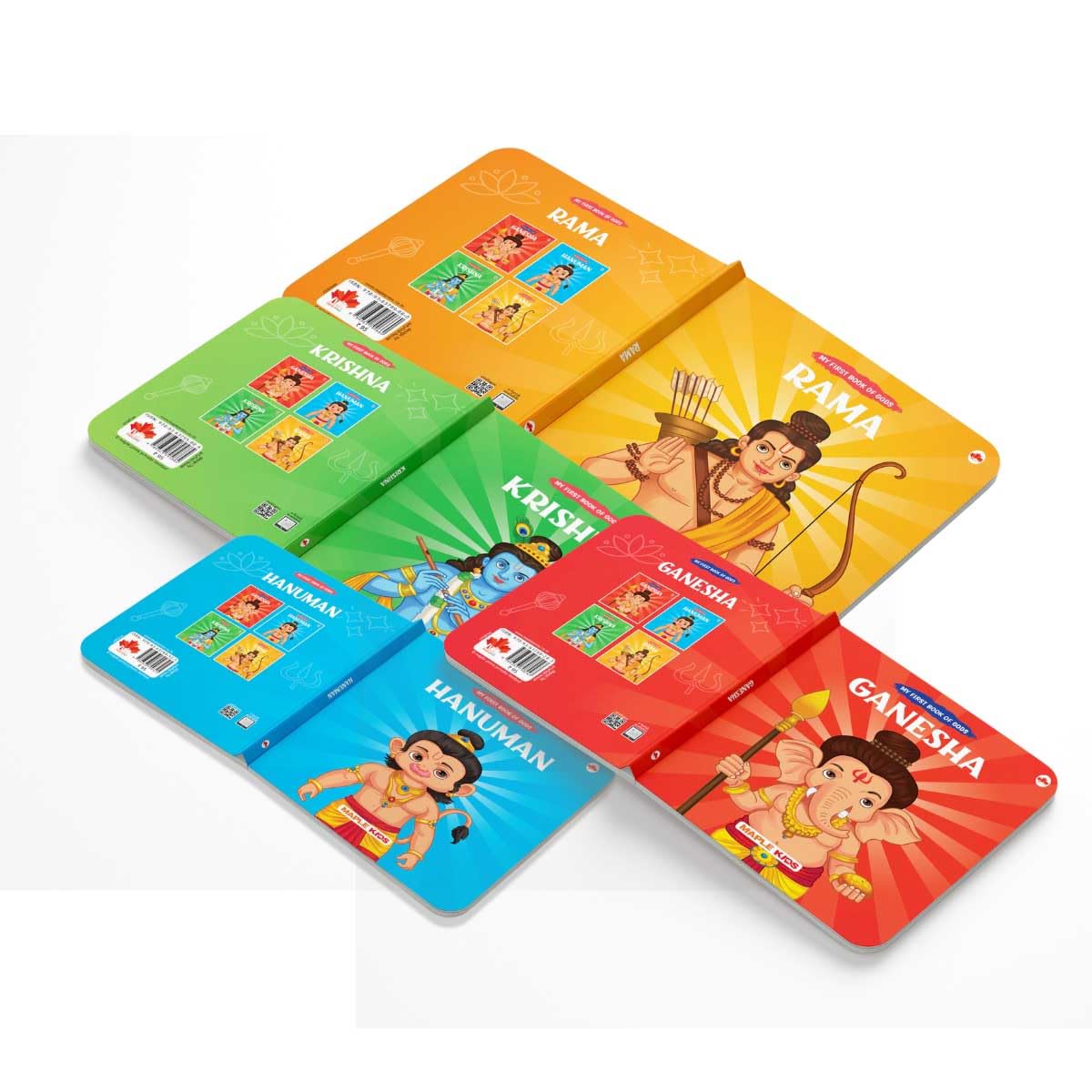 Story Books for Kids - Krishna, Hanuman, Ganesha, Rama (Set of 4 Books) - Illustrated Board Book for Children - Cultural and Traditional Stories for ... Mythology Stories for Kids - Age 0 - 2 Years