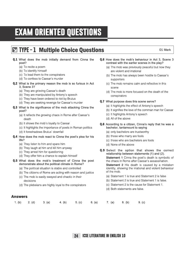 Arihant ICSE Literature in English (Paper 2)) Class 10 Exam 2026-27 | Quick Theory, Exam Pattern Questions & Sample Papers | As per Latest ICSE Syllabus | Que Bee 2nd Edition 2027