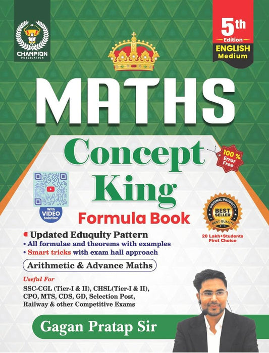 Maths Concept King (English Medium) Formula Book | All Formulas And Theorem | Smart Tricks | Arithmetic & Advance Maths | Edition 2025 | SSC CGL, CPO, CHSL, MTS, CDS, UPSC |All Other Competitive Exams