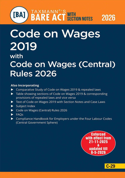 Taxmann's New Labour Codes with Central Rules COMBO [Bare Acts with Section Notes | 2026 Edition] – Code on Wages | IR | Social Security | OSHWC | 4 Books—with Case Laws | Comparative Studies | Others
