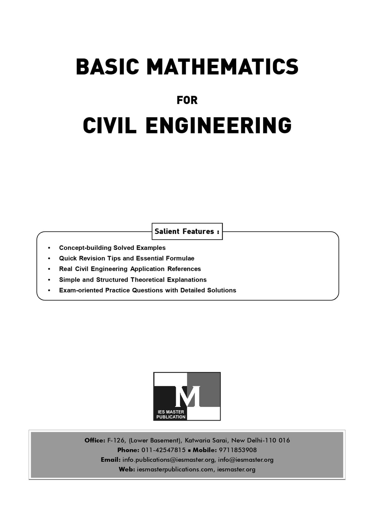Basic Mathematics for Civil Engineering | IES Master Publication | Complete Fundamental to Advanced Concepts | For ESE, GATE, SSC-JE, State AE/JE, PSU & Diploma/UG Civil Engineering Exams