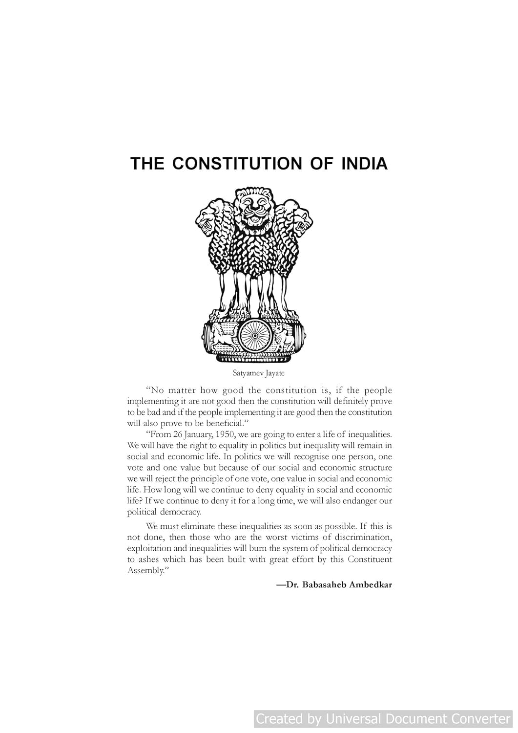 THE CONSTITUTION OF INDIA IN ENGLISH – Original & Authentic Text | Premium Giftable Classic Edition | High-Quality Printing" | Deluxe Paper Back |