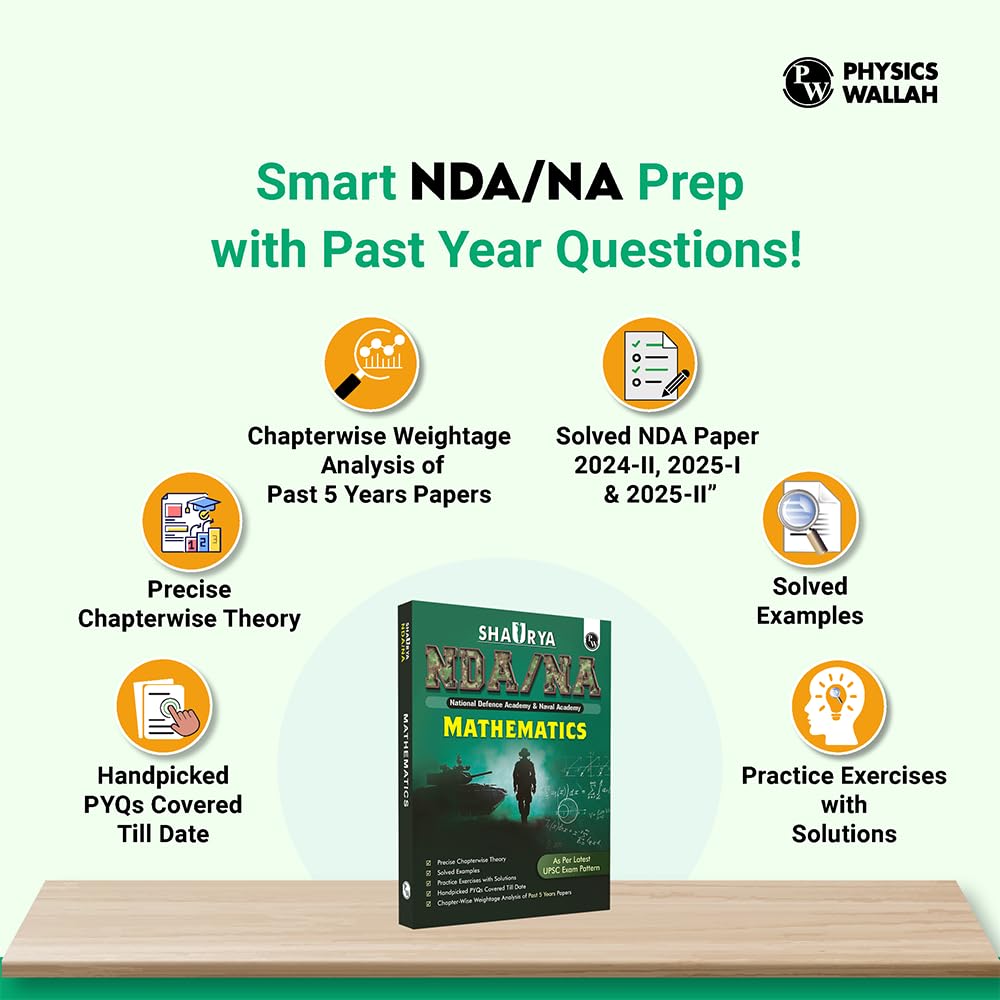 PW Shaurya NDA Book 2026 – NDA/NA Mathematics | Latest 2025 Solved Paper | Chapterwise Theory, Solved Examples, Practice Exercises | For National Defence Academy & Naval Academy