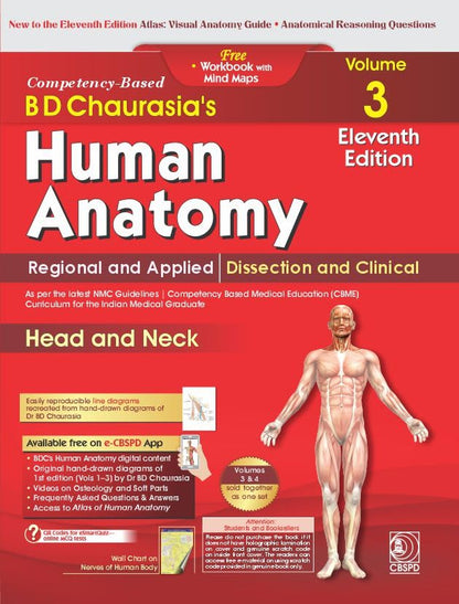 B D Chaurasia's Human Anatomy, Vols. 3 & 4 Set, 11th Edition | Regional and Applied Dissection and Clinical Anatomy: Head and Neck (Vol. 3) & Brain ... 4) with Free Workbook and Mind Maps (PB 2027)