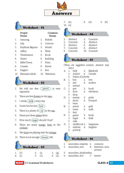 MTG 51 English Grammar Worksheets Class 4 – Grammar Work books to practice English concepts in interactive way (Based on CBSE/NCERT)