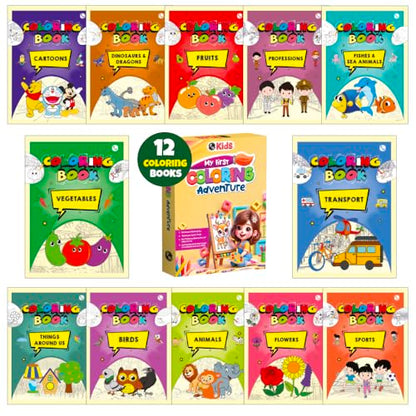 Copy Colour Book For Kids Set of 6 Books - Animals, Birds, Fishes & Sea Animals, Fruits, Vegetables, Cartoons | 2 to 6 Years Old | Ideal Birthday Gift Set for Growing Kids [Paperback] PW